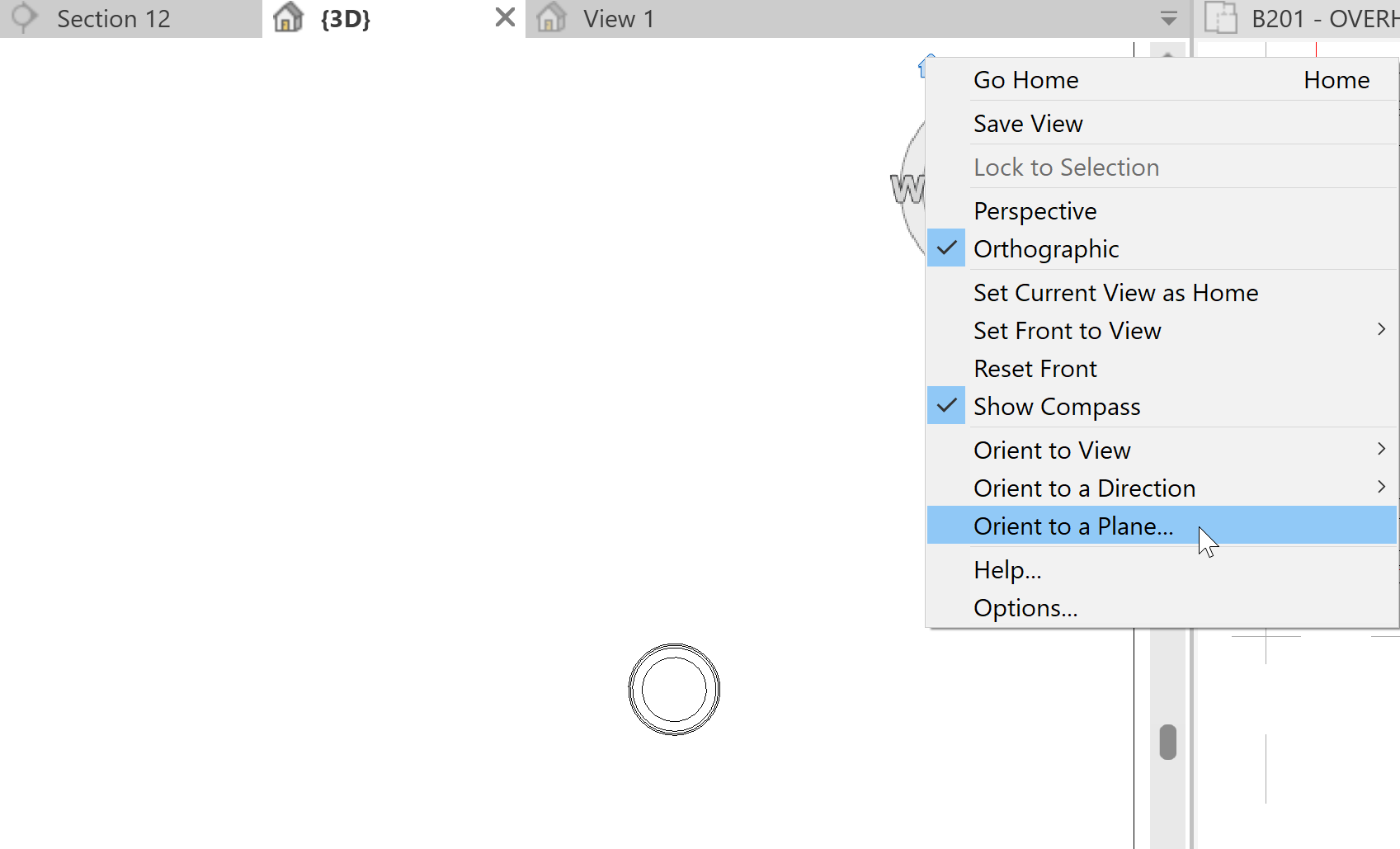 傾斜参照面(断面内)にホストされているファミリを平面図ビューで移動