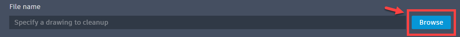 Browse for File name in AutoCAD Drawing Cleanup Utility.