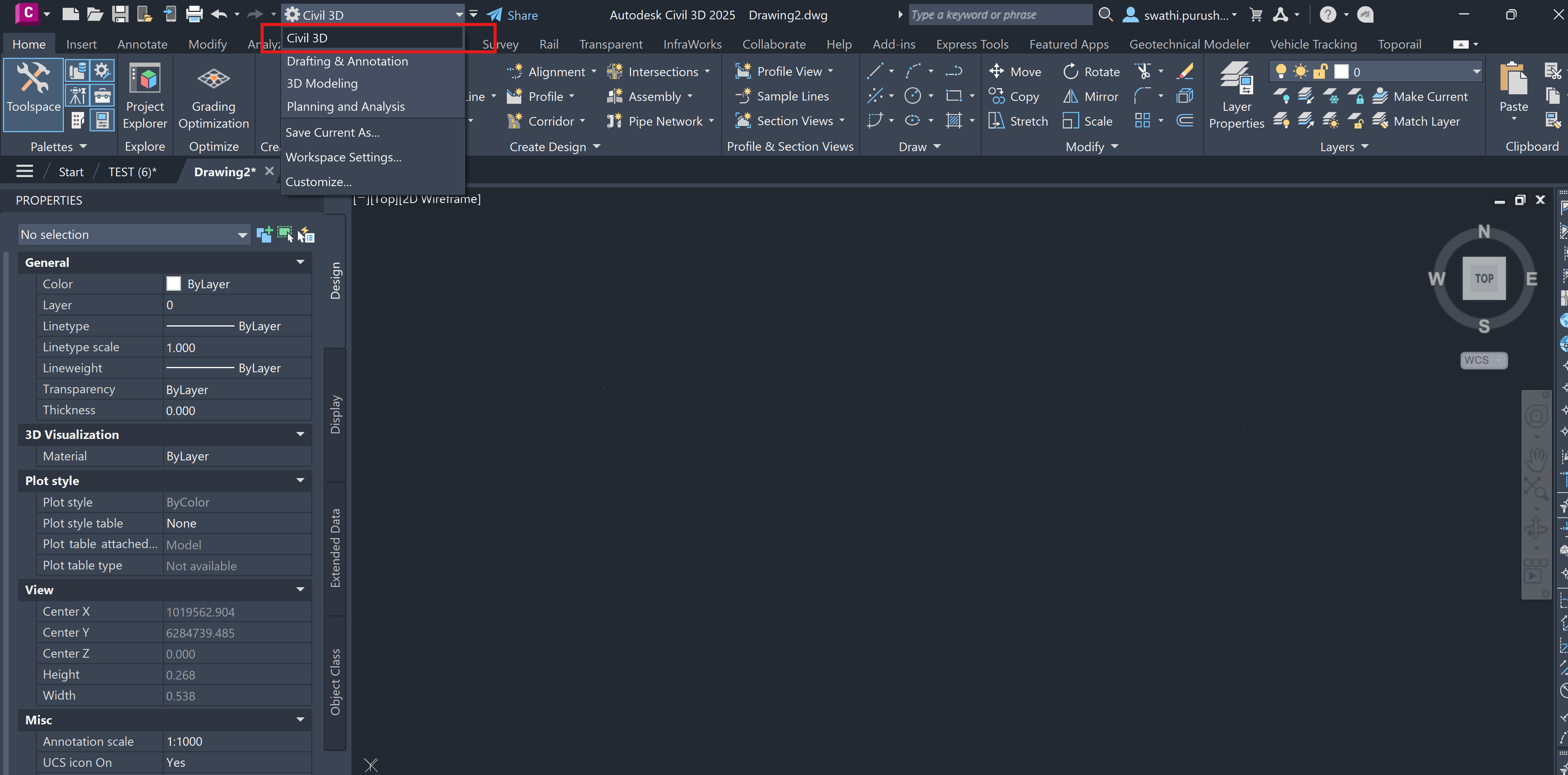 “创建设计”选项卡在 Civil 3D 中不可见