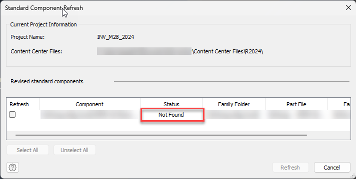 Content Center components not recognized anymore when update CC parts ...