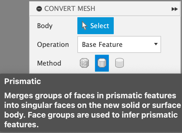 Prismatic conversion option