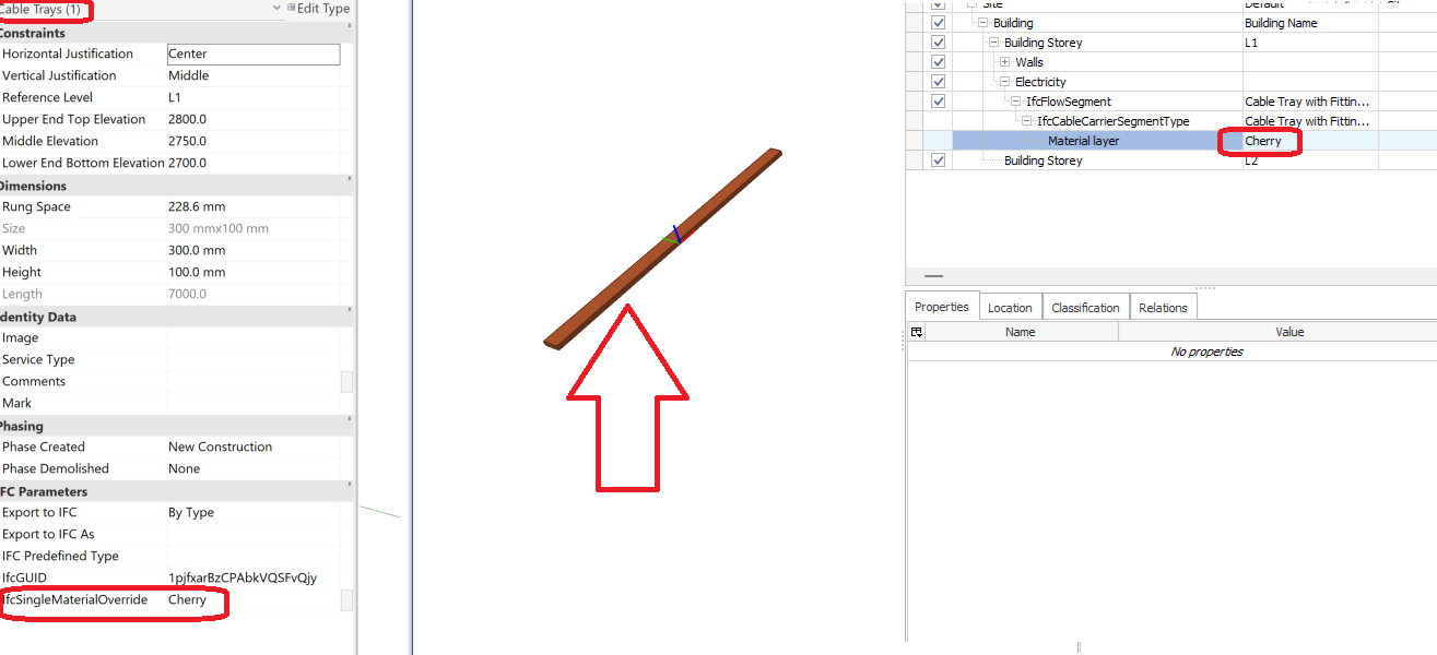 How to get different colors in cable tray in IFC export from Navisworks