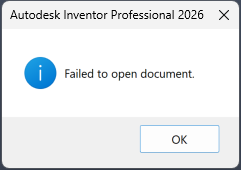 Failed to open F3D file in Inventor