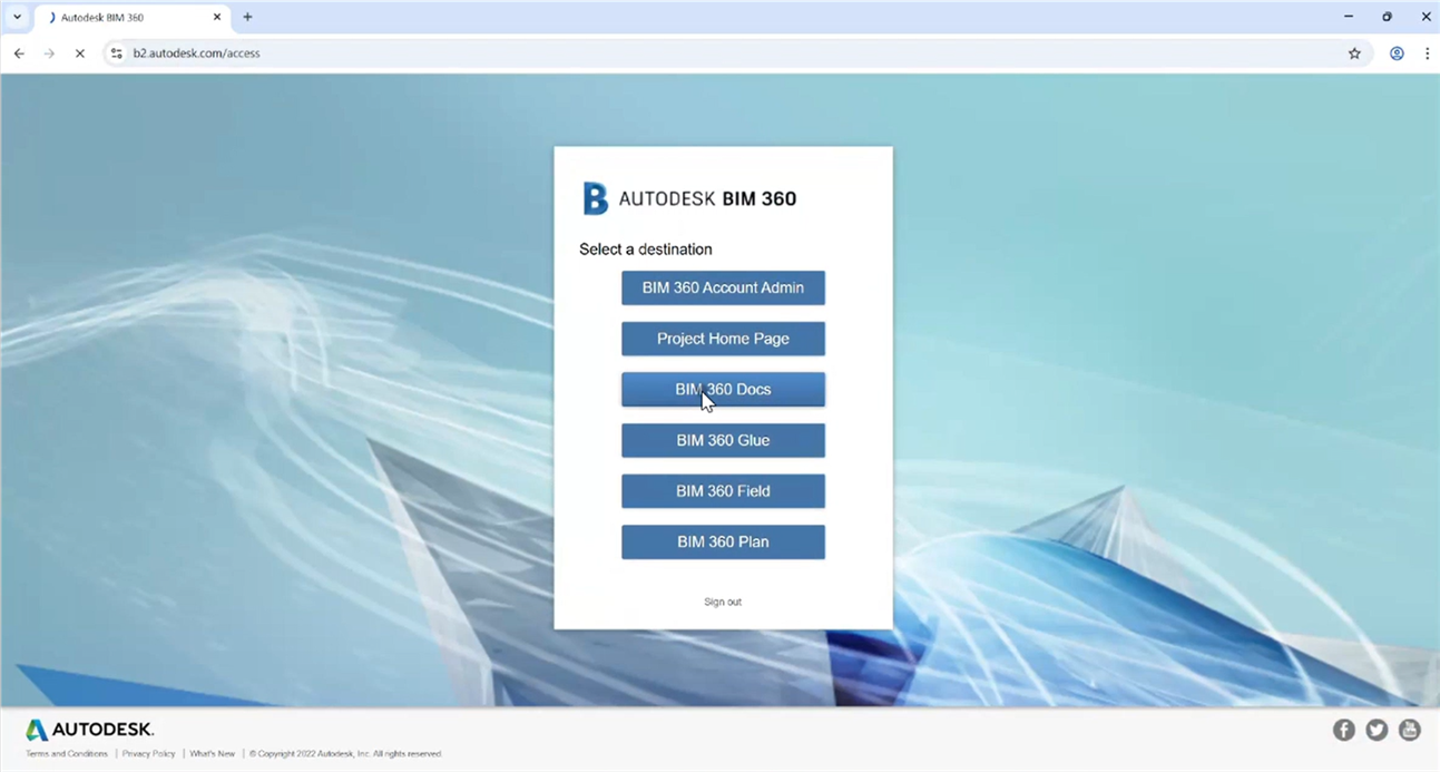 Unable to login to BIM 360 it keeps reloading to select specific BIM ...
