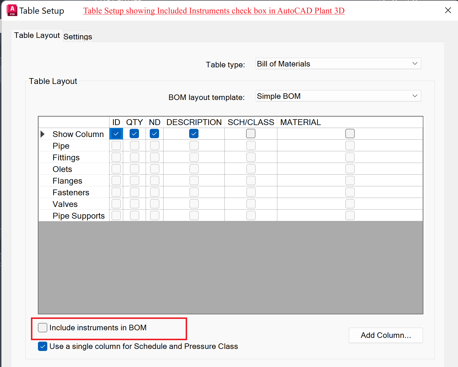 How to include instruments in the isometric bill of material in AutoCAD ...