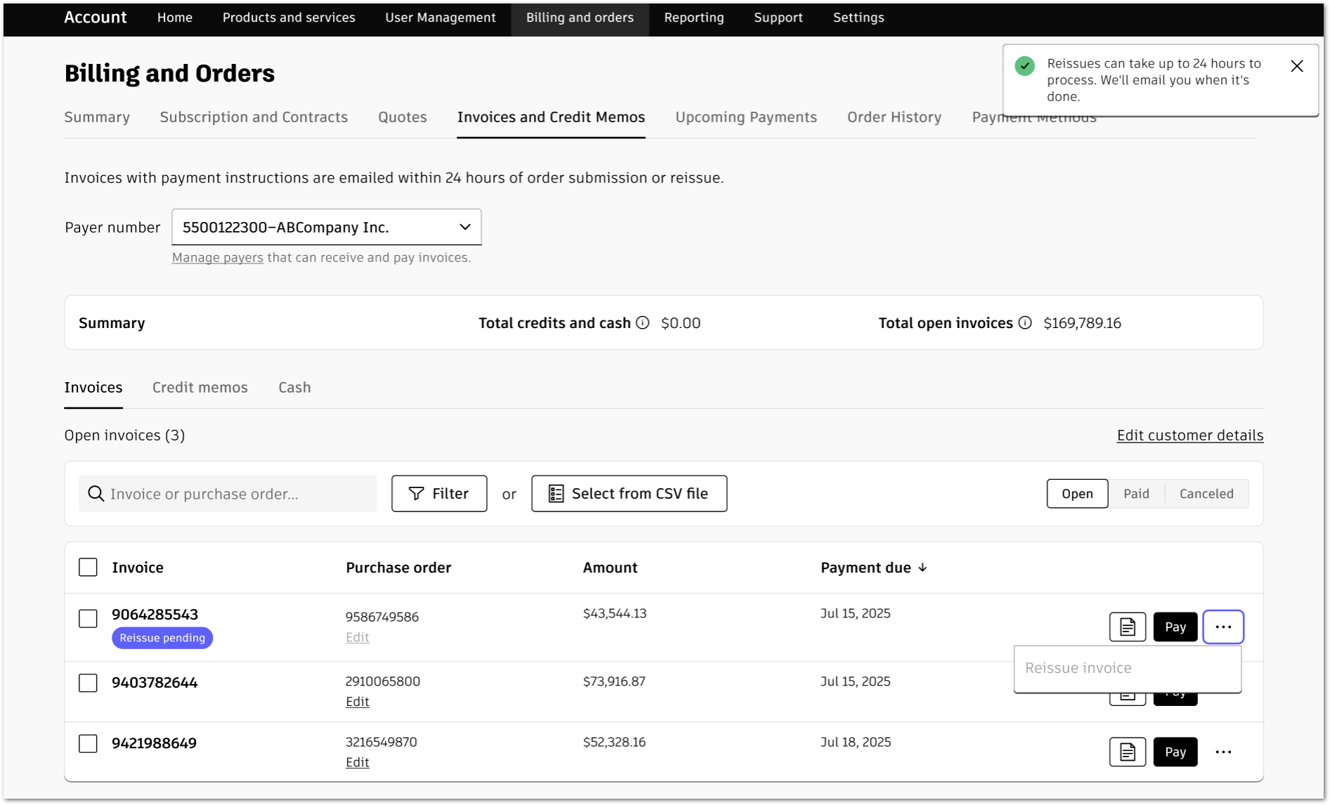 Update an open invoice in your Autodesk account