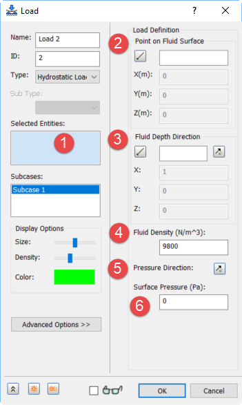 How to define a hydrostatic pressure in Inventor Nastran