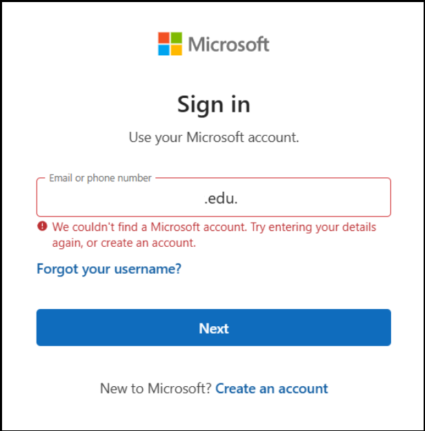 Microsoftアカウントが見つかりませんでした。詳細を再入力するか