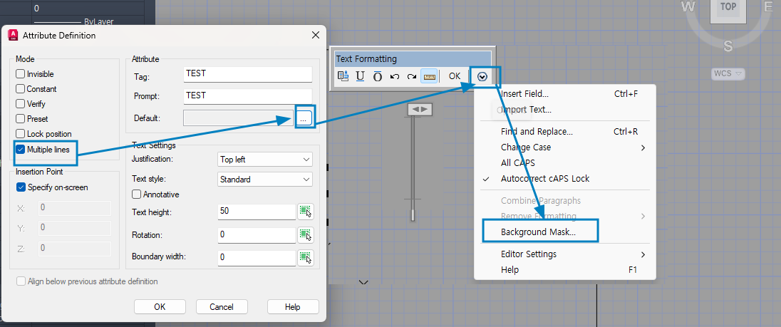 Can a mask be added to Text in an Attribute Block in AutoCAD products?