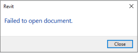 "Failed to open document" appears when attempting to load families from ...