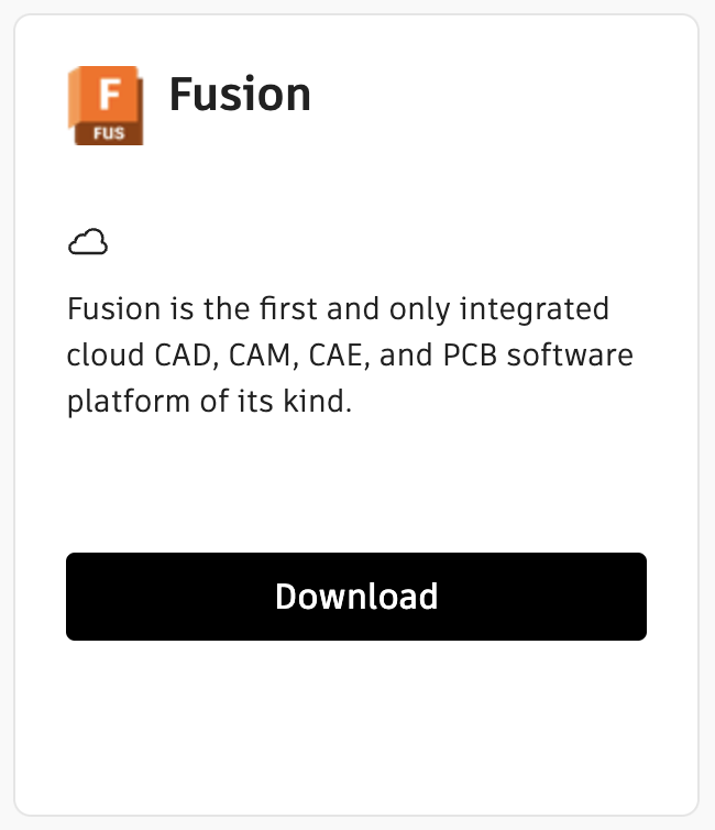 Download Fusion option in Autodesk Account