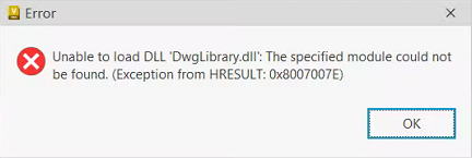 Unable to load DLL "DWGLibrary.dll" could not be loaded in Vault