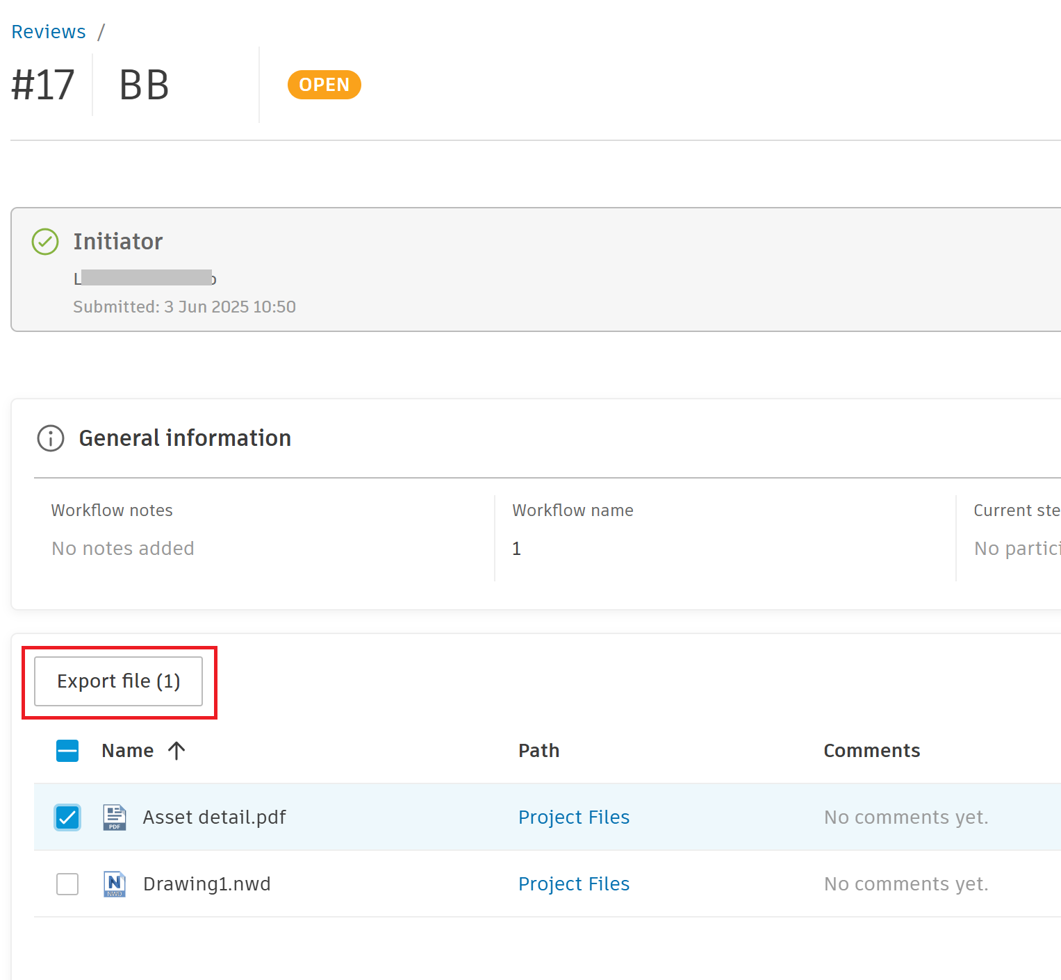 After selecting a file in a review the Export File button disappears in ...