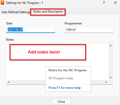 Can text blocks be added to the Setup sheet from the NC program in ...