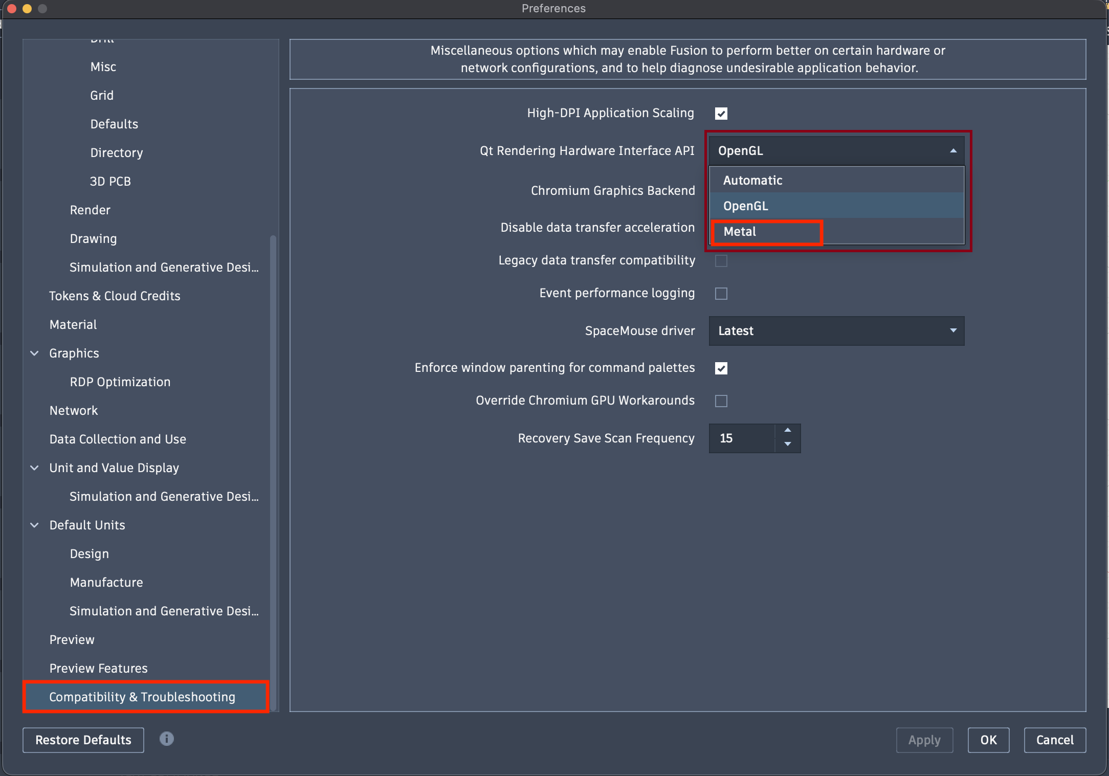 Fusion crashes on macOS 26 (16.0) related to graphics