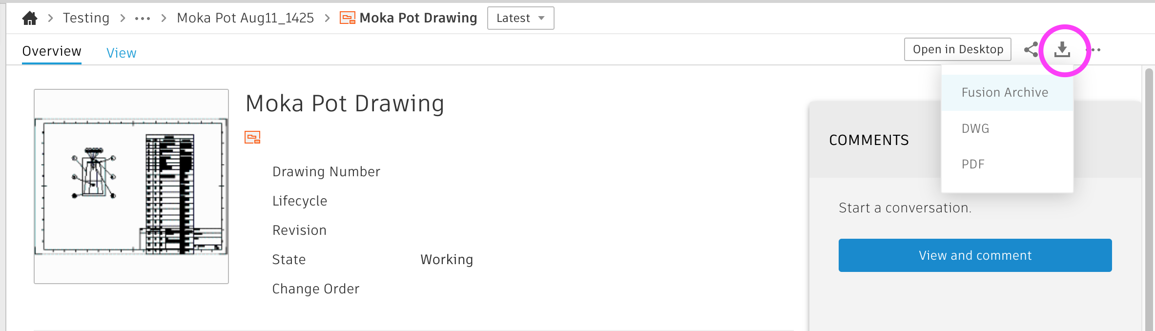 How to export Fusion drawings to a local hard drive