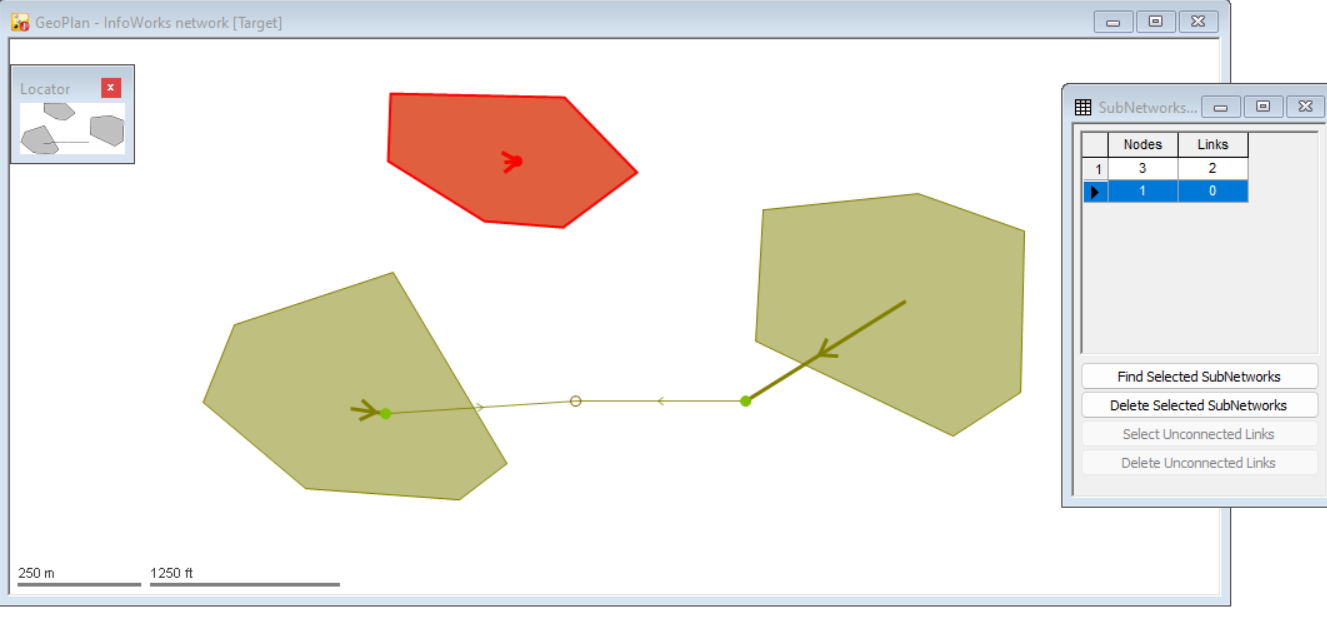 Identifying disconnected network areas in InfoWorks ICM