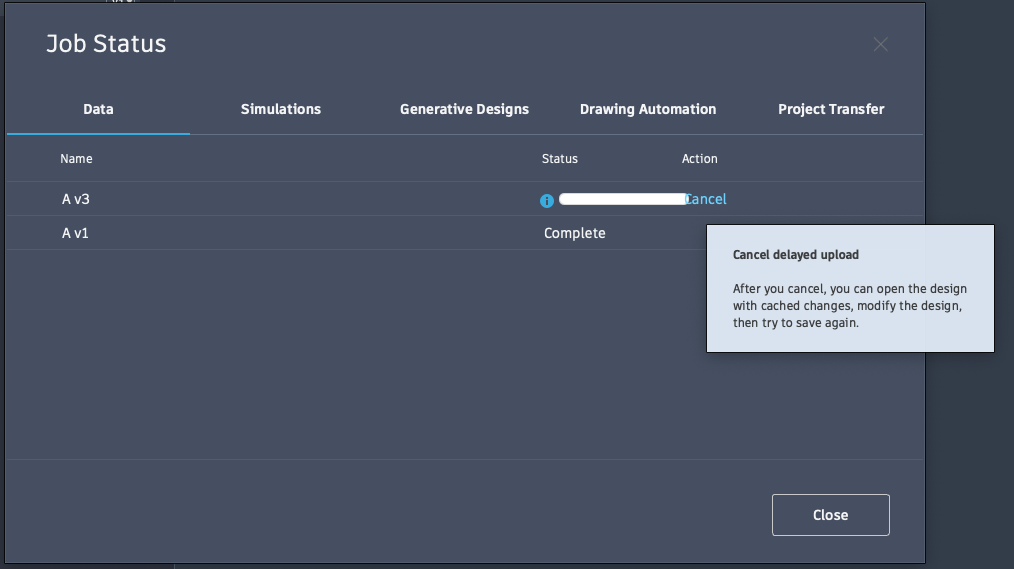 Autodesk Fusion : Job Status