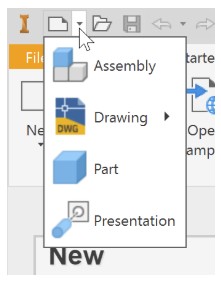 Which templates will be used when using New Part from drop-down menu in ...