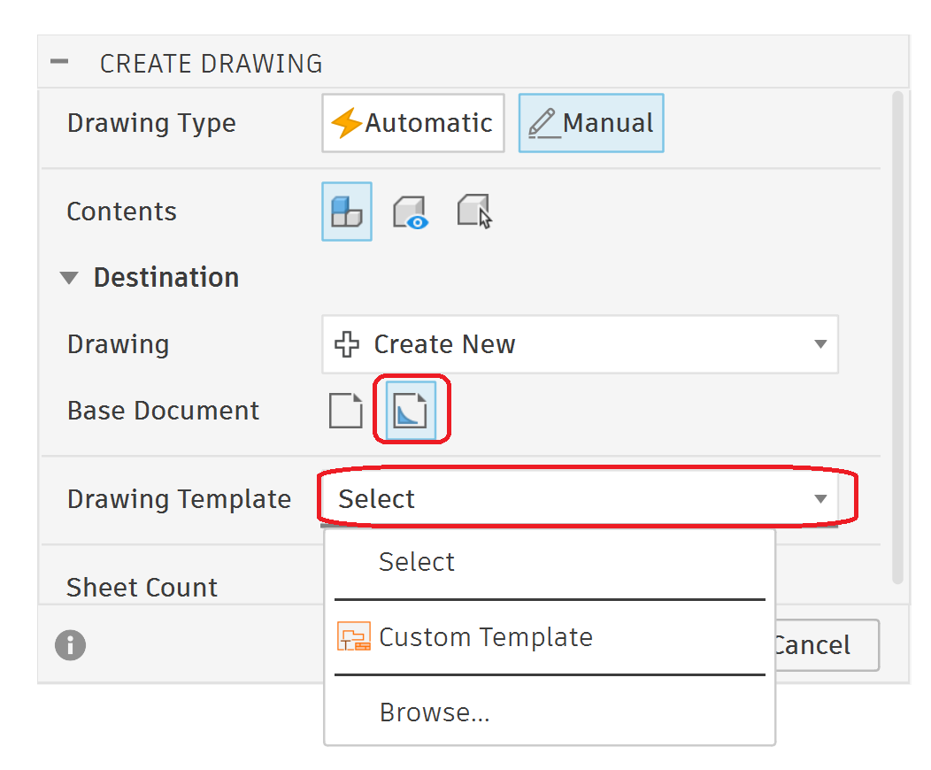 New Drawing from Template option is gone after Autodesk Fusion update