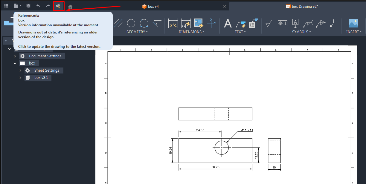 The drawing is not updated normally when the milestone is applied to ...