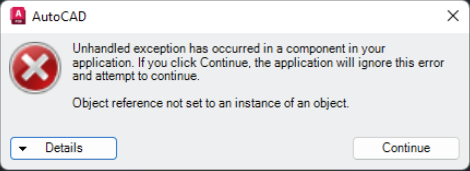 启动 AutoCAD 产品时显示“应用程序不支持即时 （JIT） 调试”