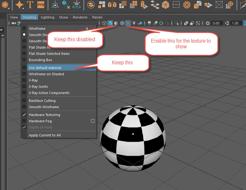 テクスチャが Maya のビューポートに表示されません