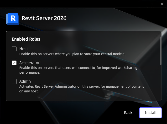 Revit Server 2026 をインストールする際のプロジェクトとキャッシュのパッチ設定