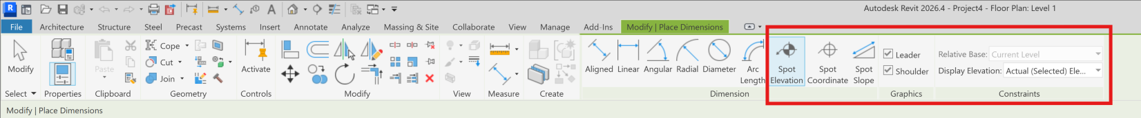 Help | How to restore the Options Bar for the Spot Elevation in Revit ...
