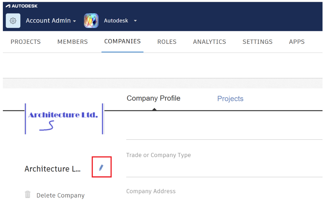 How to change company name in Autodesk Forma or BIM 360