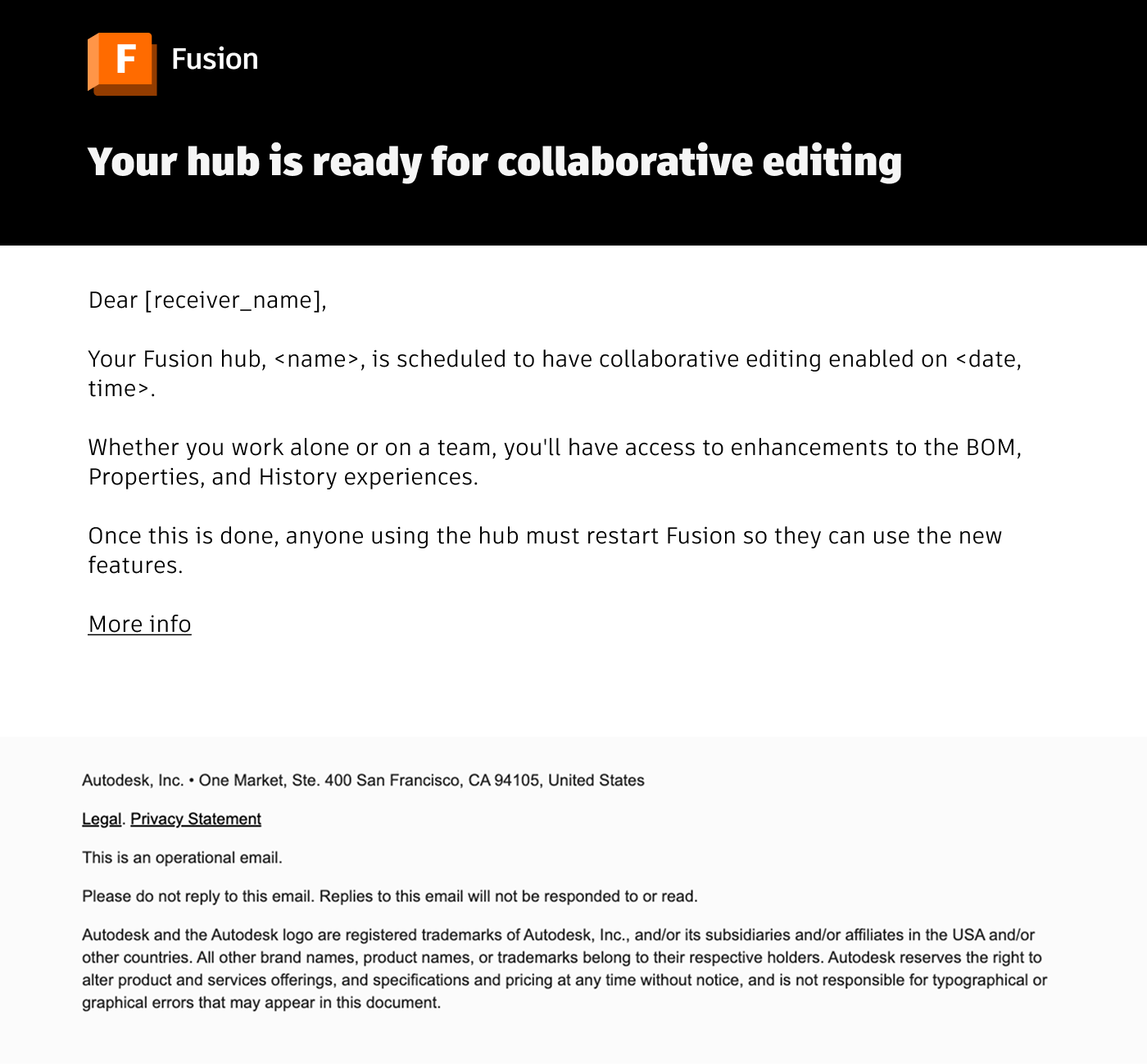 Collaborative editing hub update for Autodesk Fusion