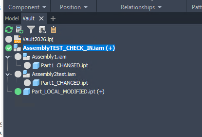 Check in of Inventor assembly with local modified and not checked out ...