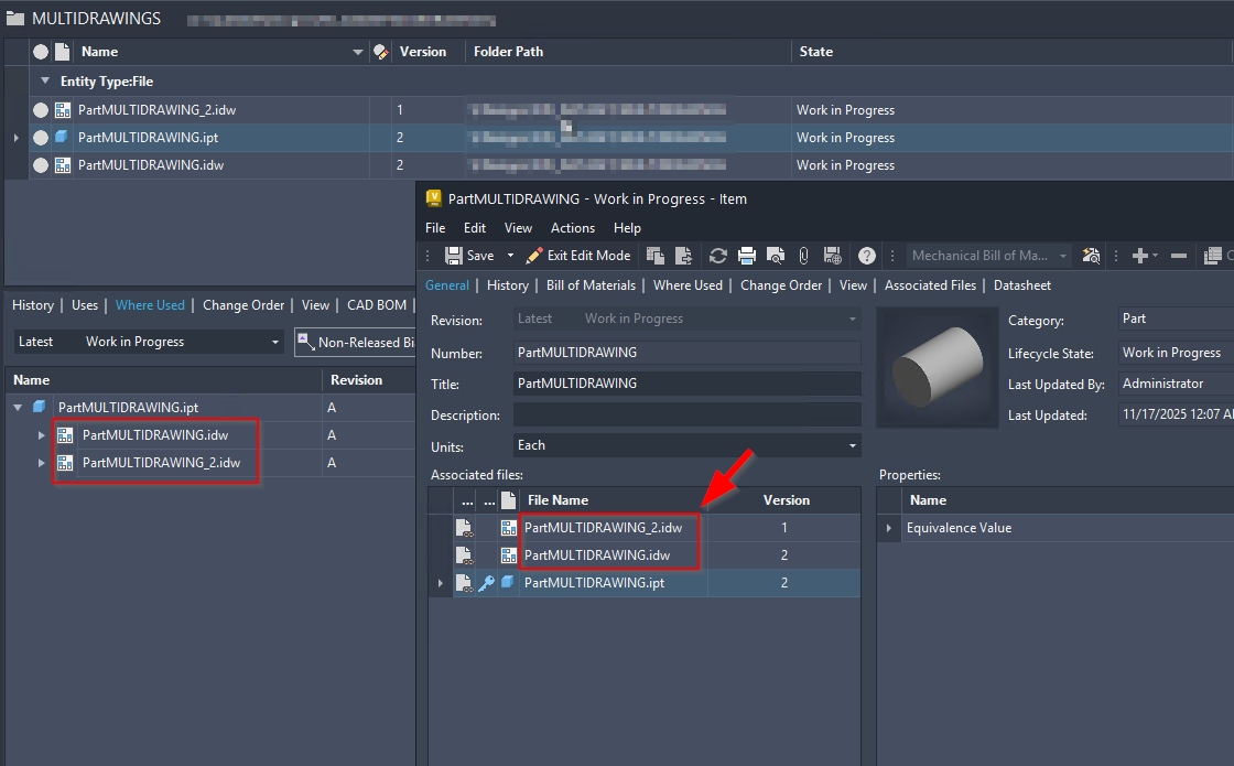 Assign/update Item on Inventor model associates many Design Document ...