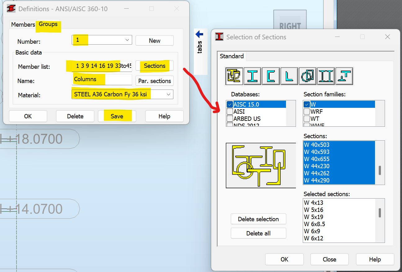 How to run automatic design for groups of steel members in Robot ...