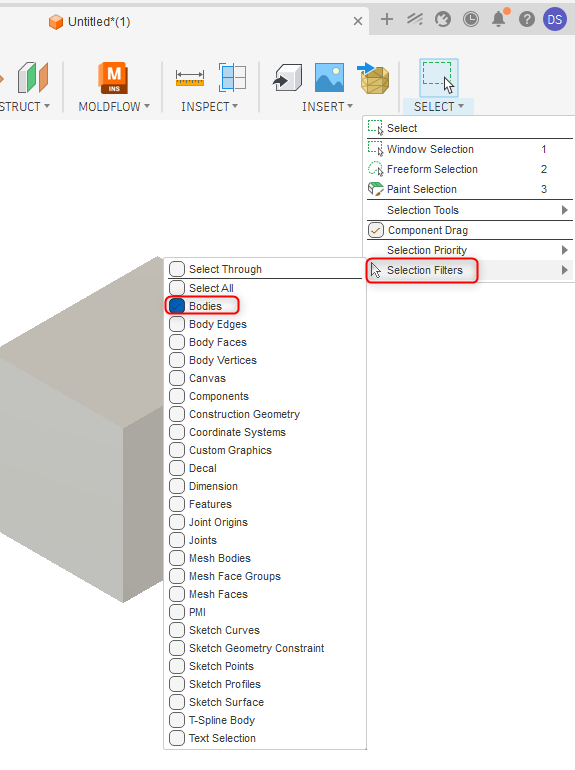How to select all bodies in a Autodesk Fusion design