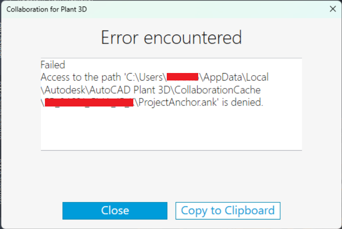 パスへのアクセスに失敗しましたProjectAnchor.ank is denied