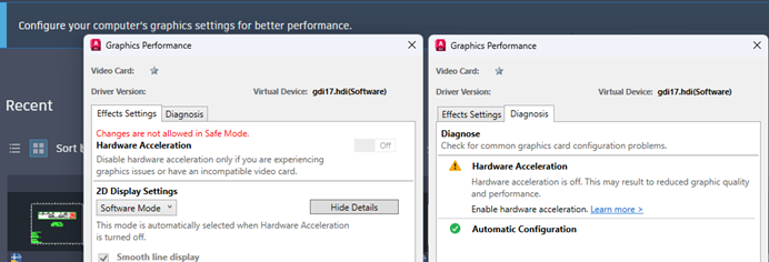 Poor graphics performance causing lags in AutoCAD Products on Windows