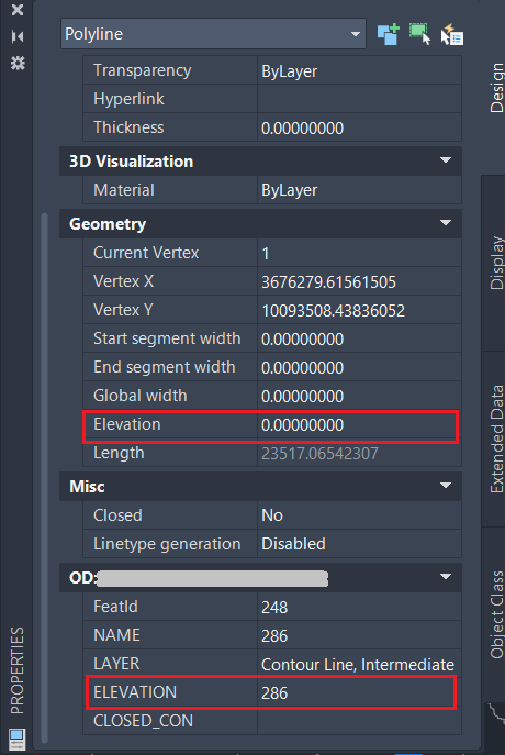 Contour elevations stored in Object Data are not assigned to contour ...