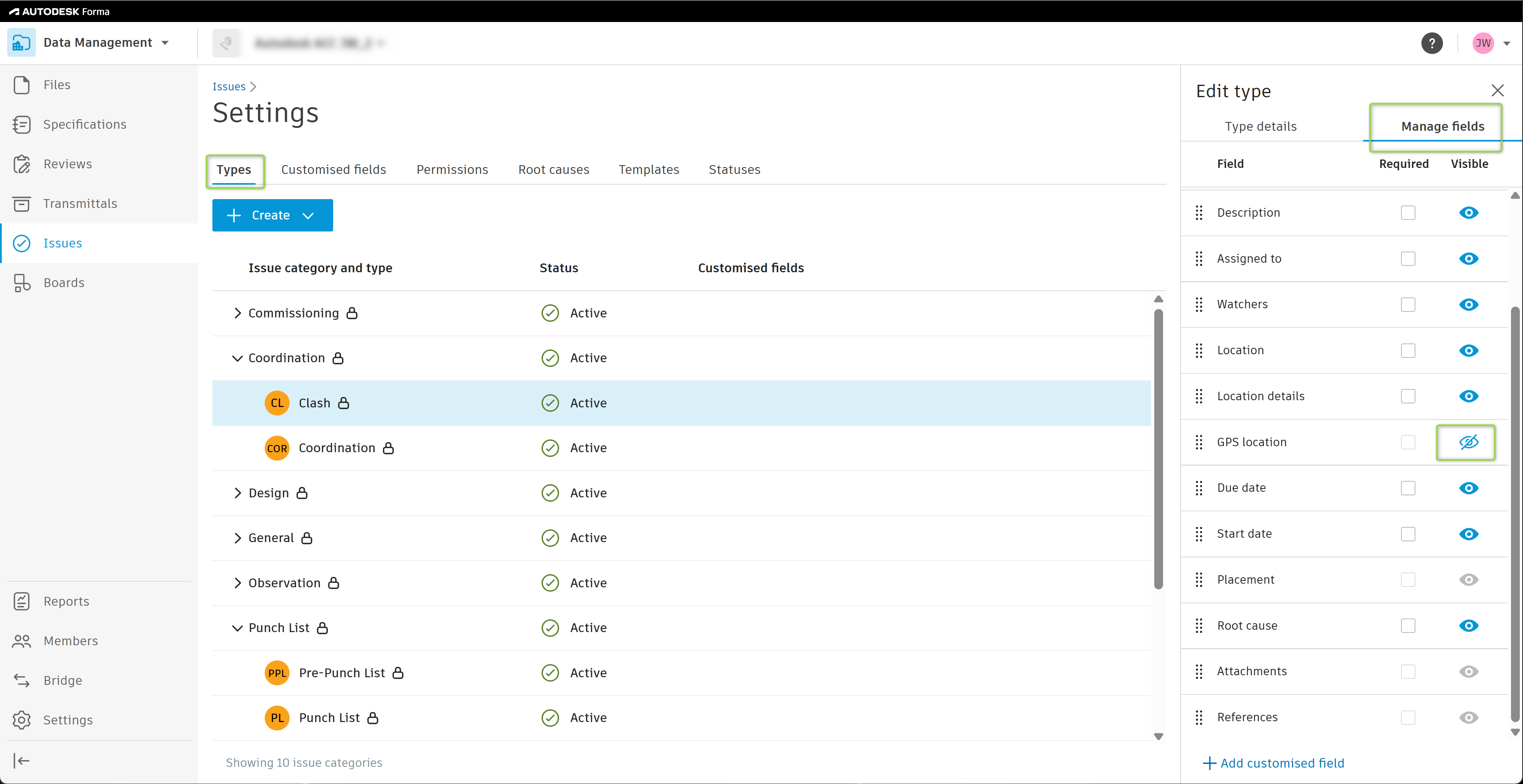 Is it possible to adjust the visibility of certain fields in the Issue ...