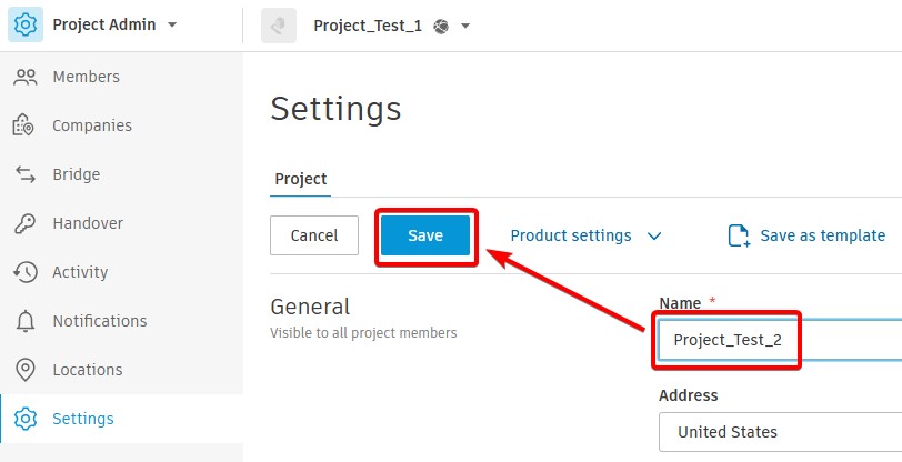 如何在 Autodesk Forma 中重命名项目