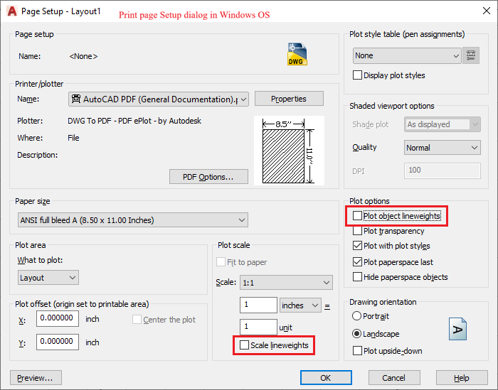 Lineweights plot thicker or lighter than expected in AutoCAD products