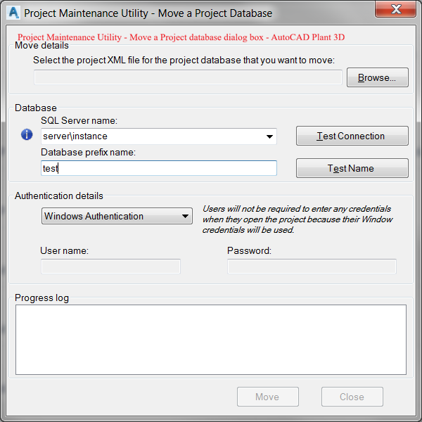 如何复制或移动 AutoCAD Plant 3D SQL Server 项目