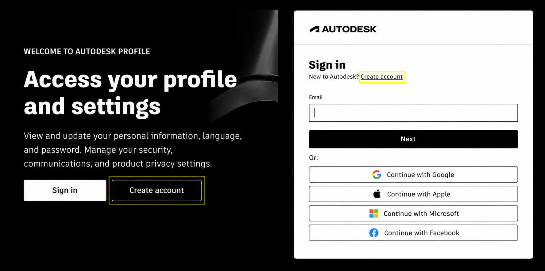 Come creare un nuovo Autodesk Account