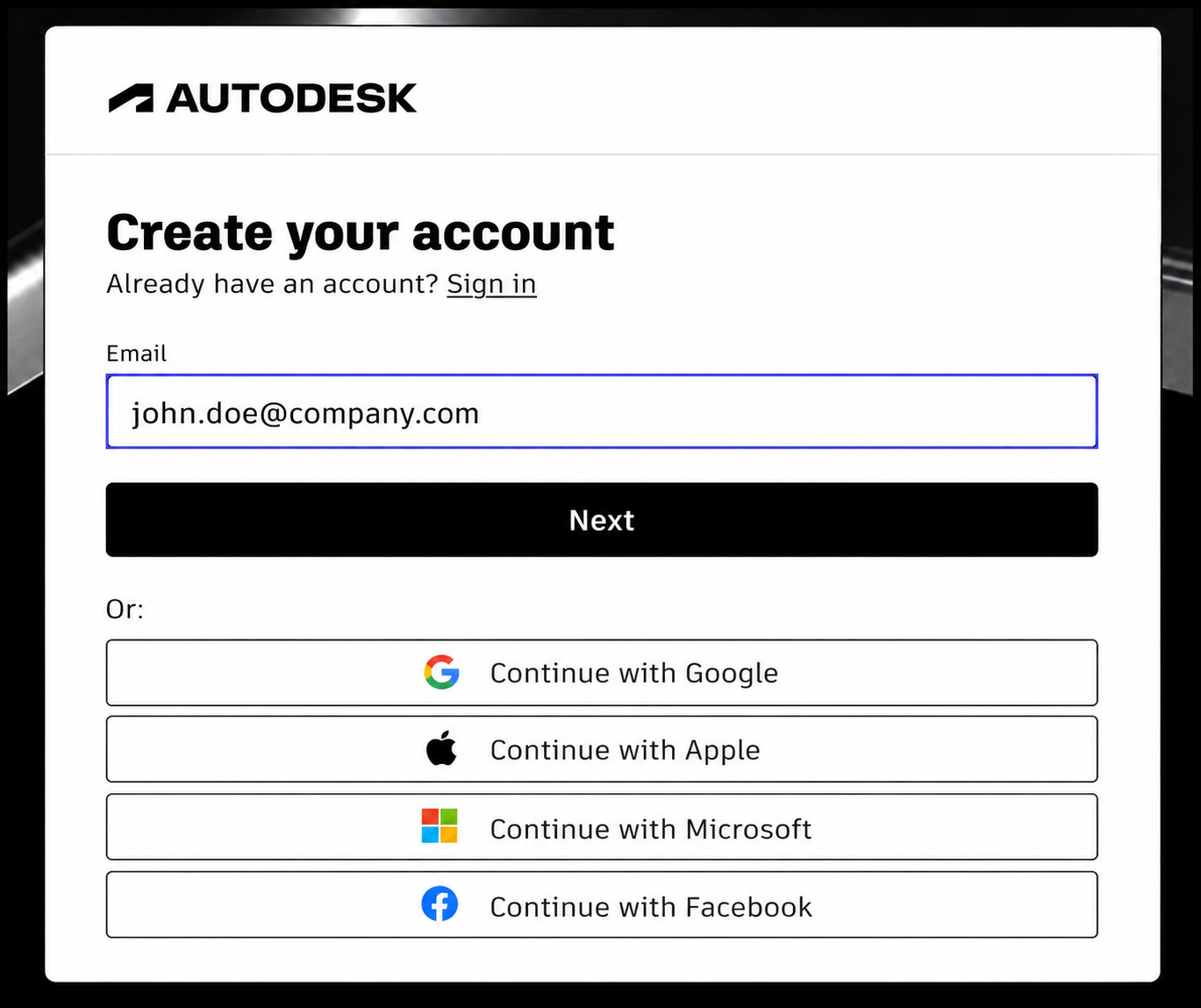 How to create a new Autodesk account