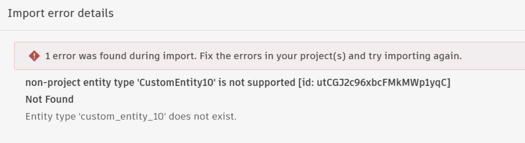 "non-project entity type ‘CustomNonProjectEntityxx’ is not supported ...
