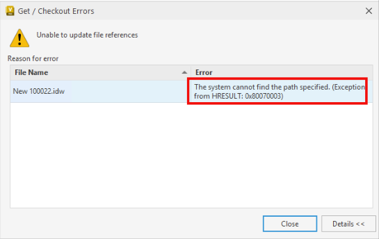 "The system cannot find the path specified. HRESULT: 0x80070003" in ...