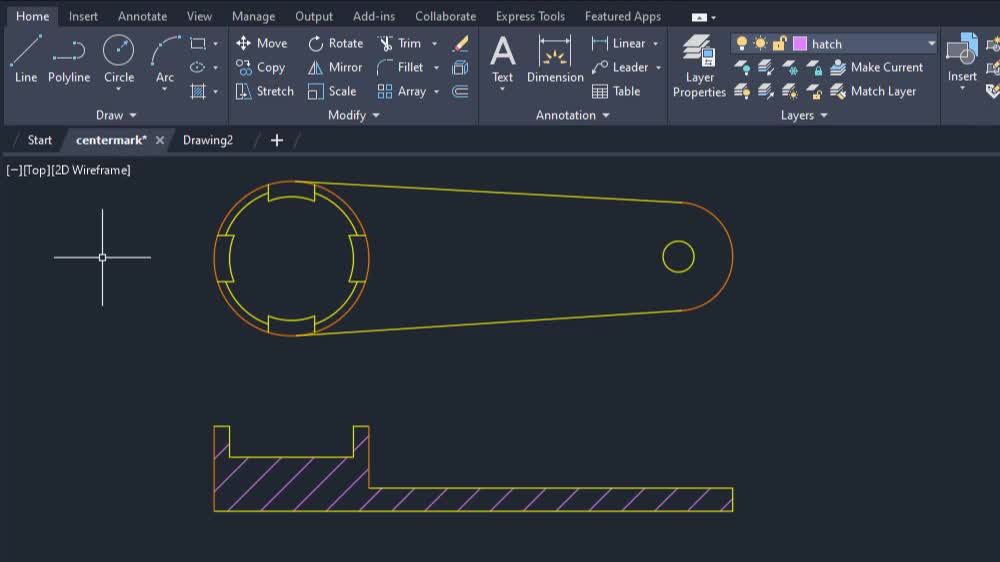 AutoCAD LT 2022 Help | Create Associative Center Marks and ...