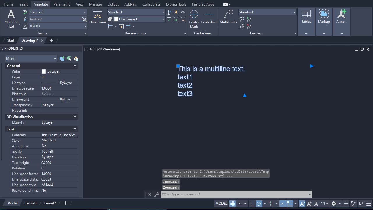 AutoCAD LT 2022 Help | MText Basics and Beyond | Autodesk