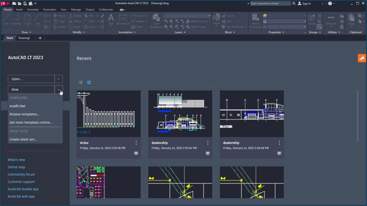 AutoCAD LT 2023 Help | Tour the AutoCAD LT UI | Autodesk