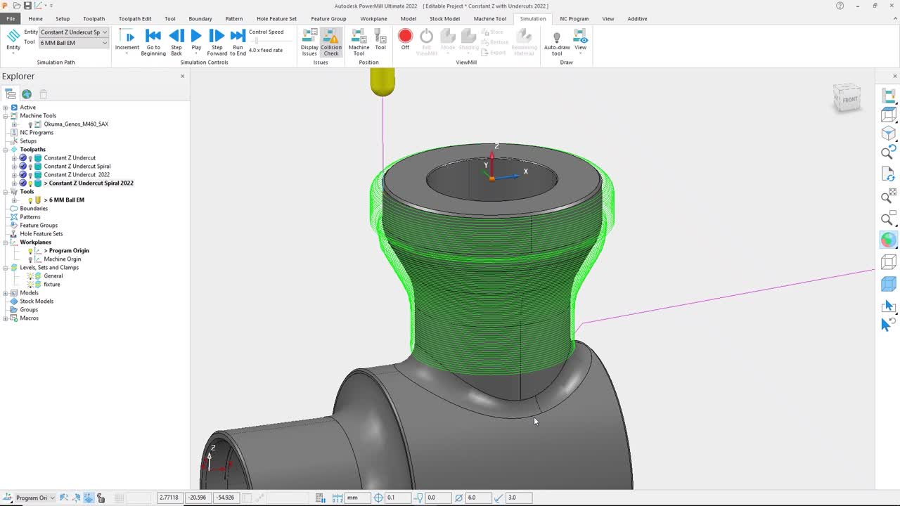 PowerMill Справка | Constant Z with undercuts (2022) | Autodesk